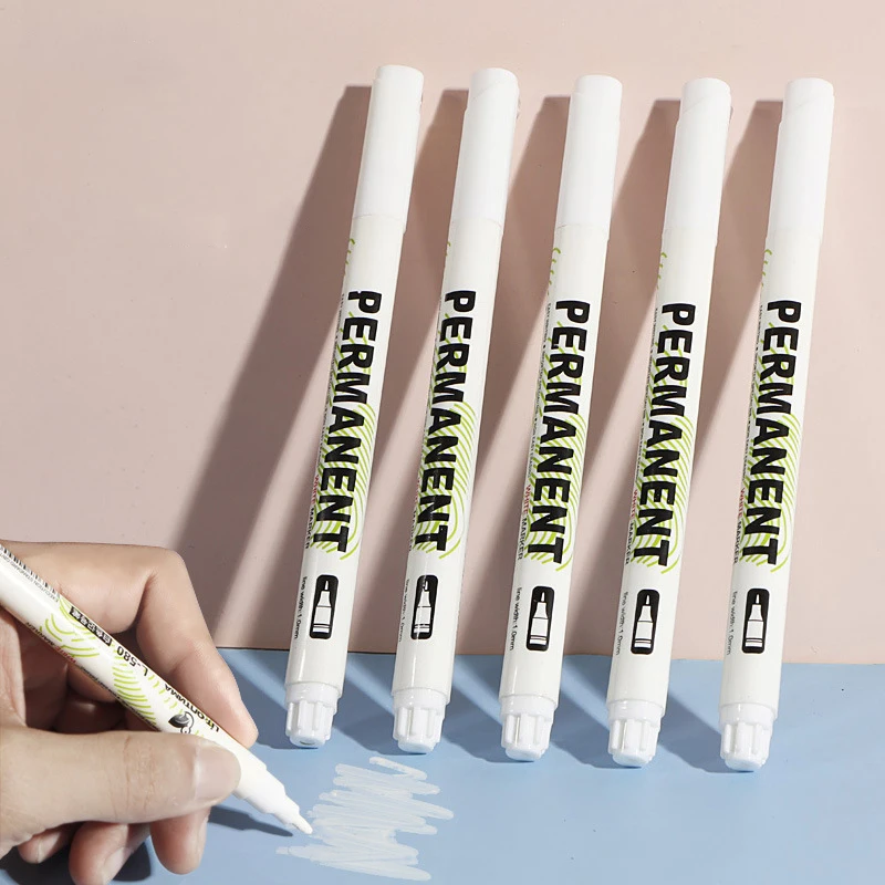 

1/3/5pcs White Permanent Marker Pens Fine Tip Oil-Based Art Drawings On Wood Leather Graffiti Markers Stationery For Art Writing