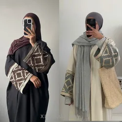 Robe de ramadan de fête musulmane Eid, Abaya brodée ouverte, Caftan en coton et lin simple, Kebaya, Robe longue de Dubaï, Luxe, 2024