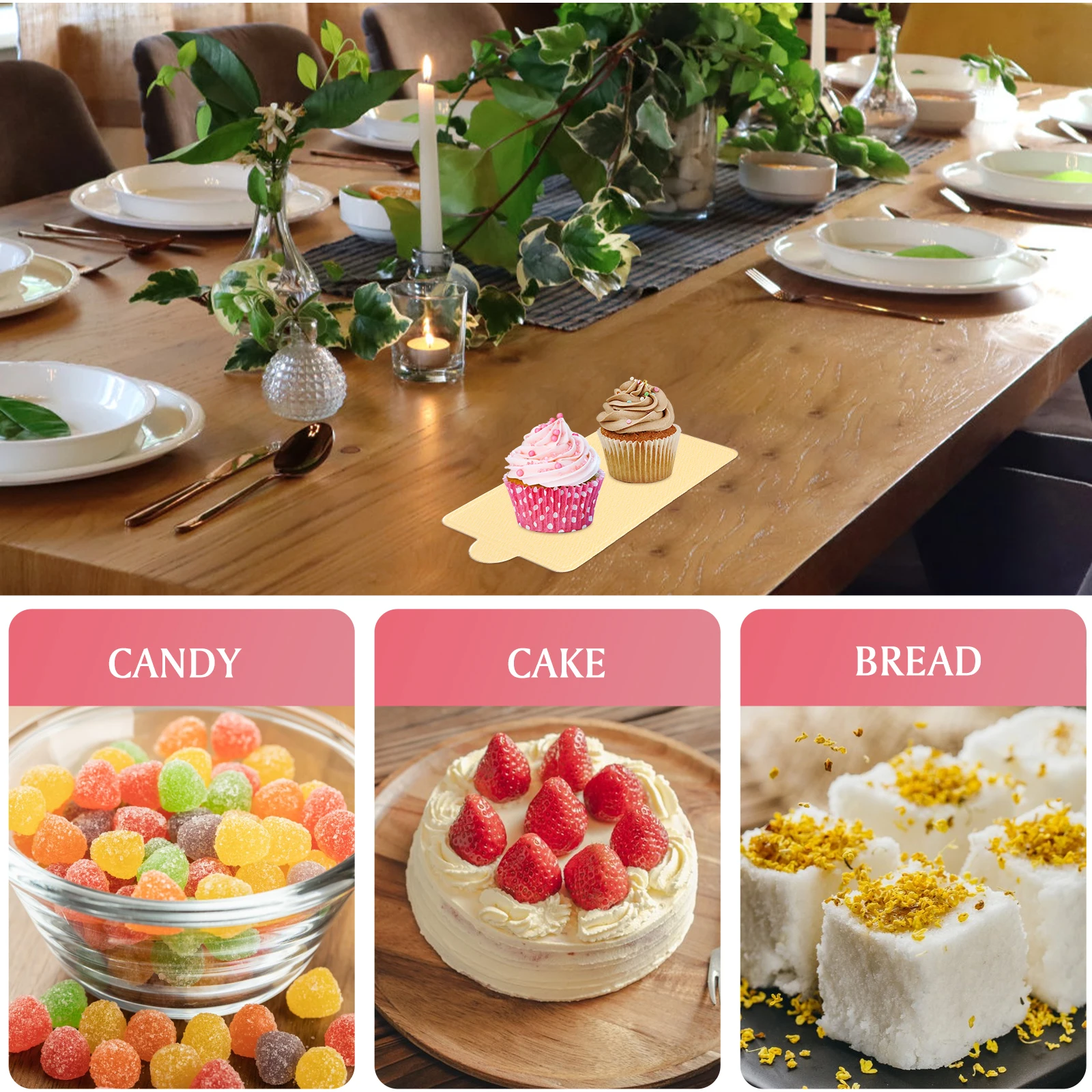 

300 Pcs Cake St Bases Mini Pastry Boards Triangle Mousse Cupcake Trays Dessert Display Food Grade Safe Hygienic Party Wedding