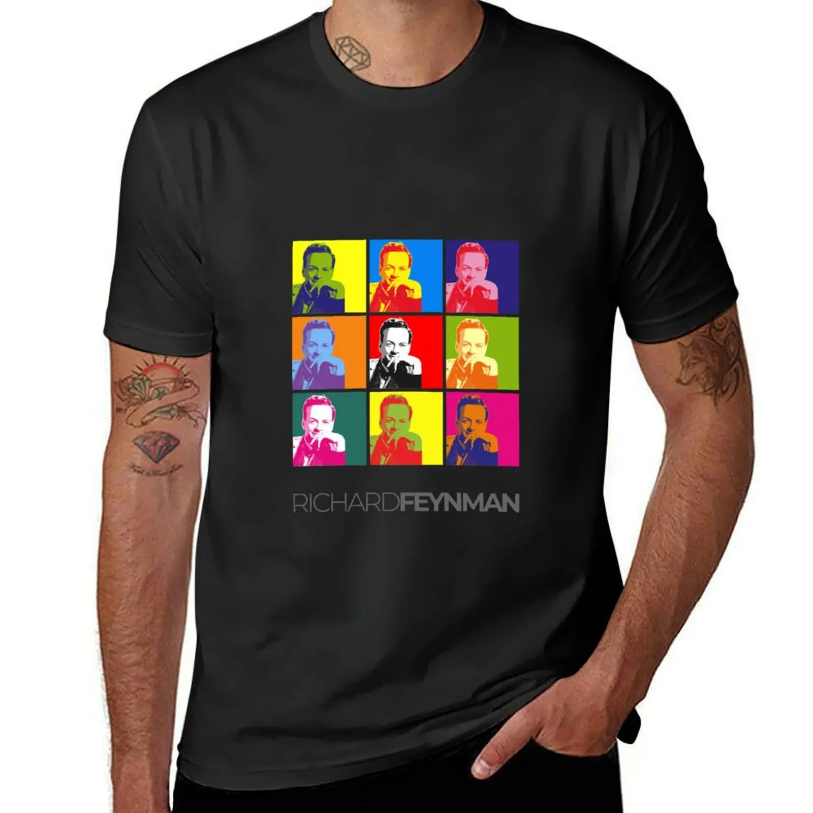 Richard Feynman pop-art portrait poster T-Shirt plain plus sizes t shirts men