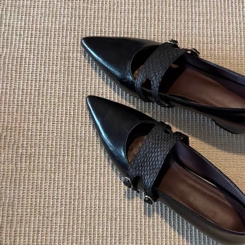 Korean Version 2025 Pointed Toe Retro Temperament Internal Heightened Mary Jane Shoes Shallow Single Shoes for Women
