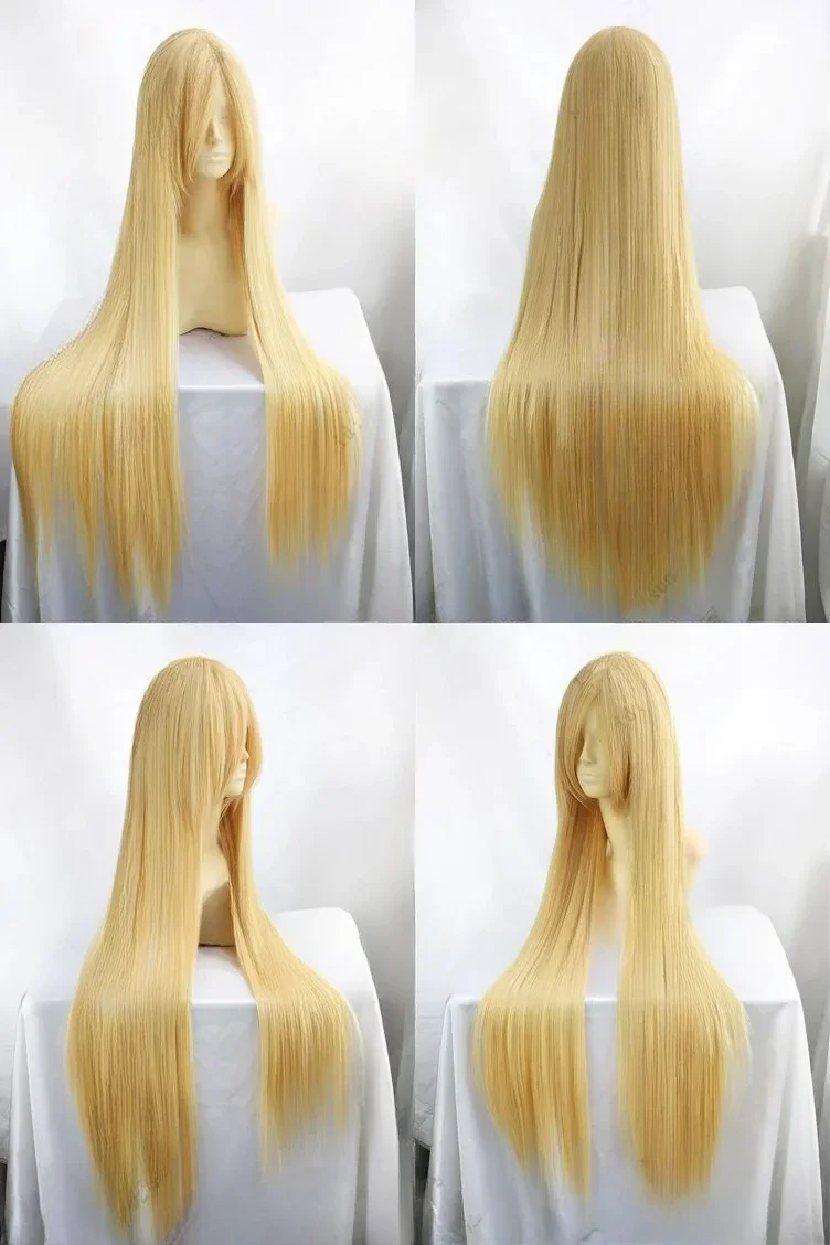 

100CM Long Blonde Straight Cosplay Wig For Women’s Christmas Halloween Cosplay Costume Party Wigs