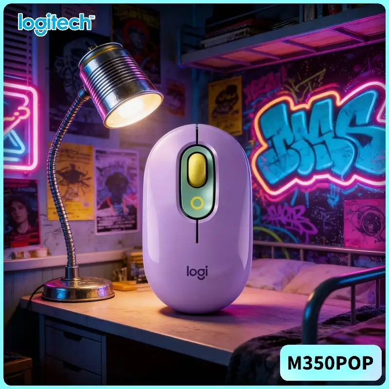 Logitech M350 POP Wireless Mouse Dual-Mode Bluetooth 2.4GHz Silent Scroll 18-Month Battery for Forest Trip Nature Work Spot Use