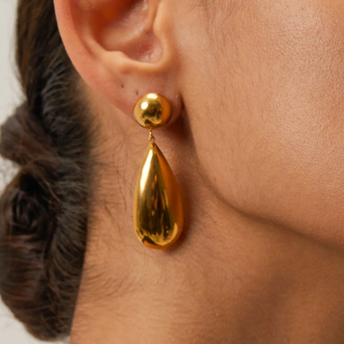 

PAPERPLUS Women's Classic Waterdrop Earrings Stainless Steel 18k Gold Color Plated Simple Jewelry Gift Item