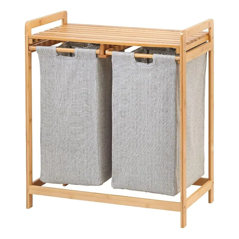 

Bamboo and wood foldable dirty clothes storage bag foldable laundry clothes basket bathroom storage basket