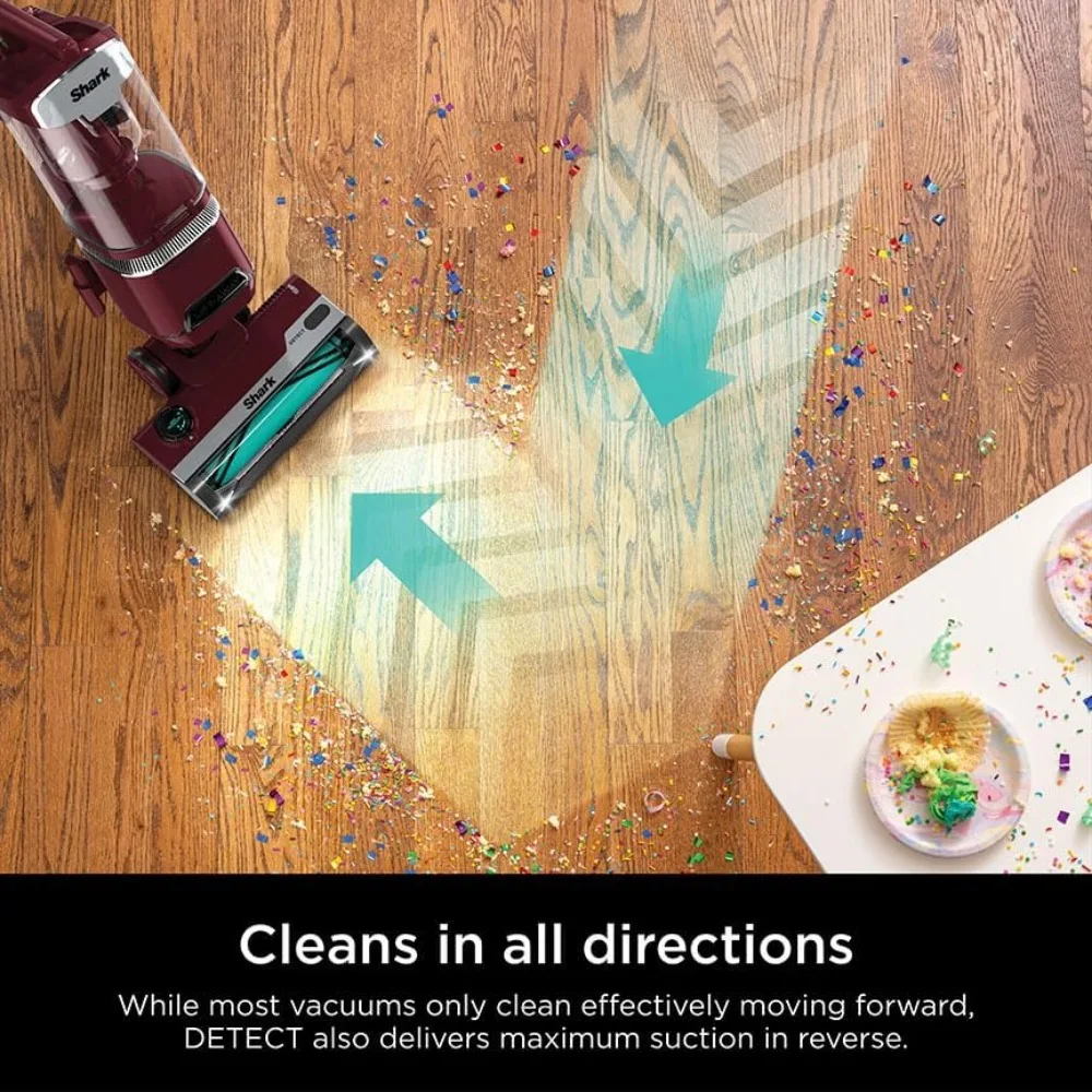 Проводной вертикальный пылесос с технологией обнаружения, антиаллергенной полной печатью и технологией нейтрализатора запаха, бордовый