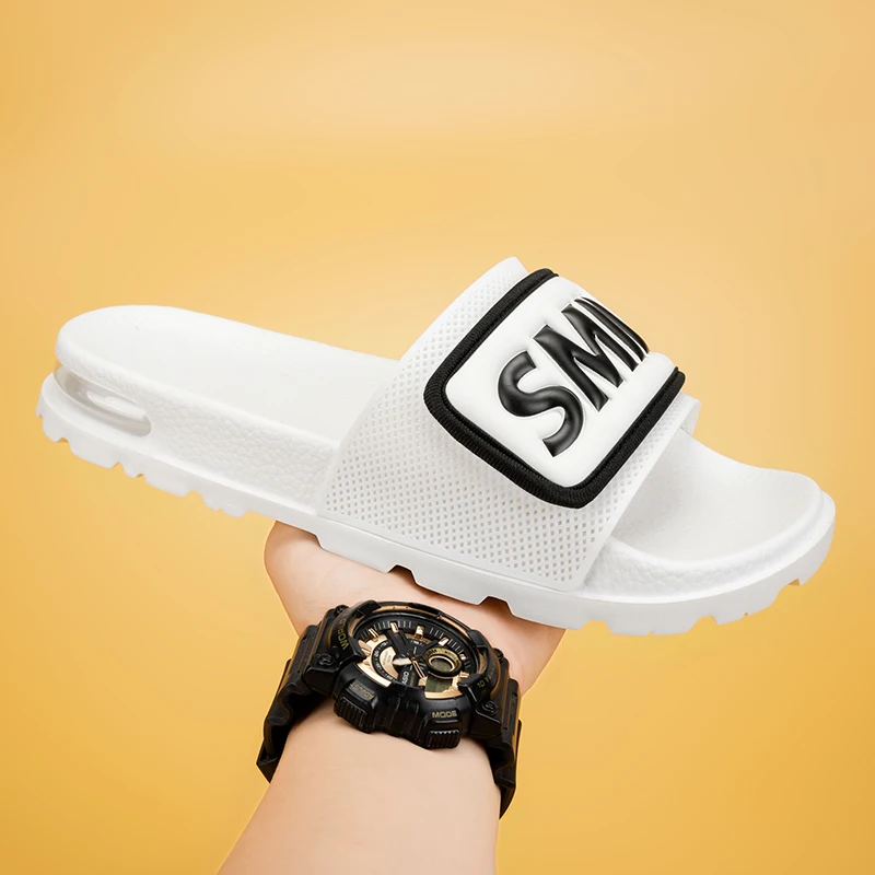 

Классические белые тапочки, мужские модные воздушные тапочки с буквами для мужчин, нескользящая домашняя обувь на платформе, мужские шлепанцы, zapatillas casa hombre