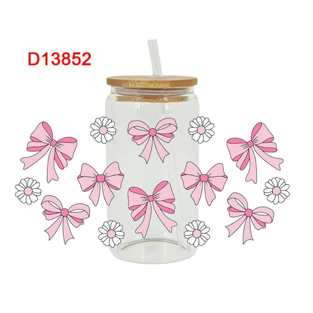 Waterproof UV DTF Transfer Sticker Clear Smooth Wrap Stickers Water Bottles Sticker For 16Oz Glass Cup