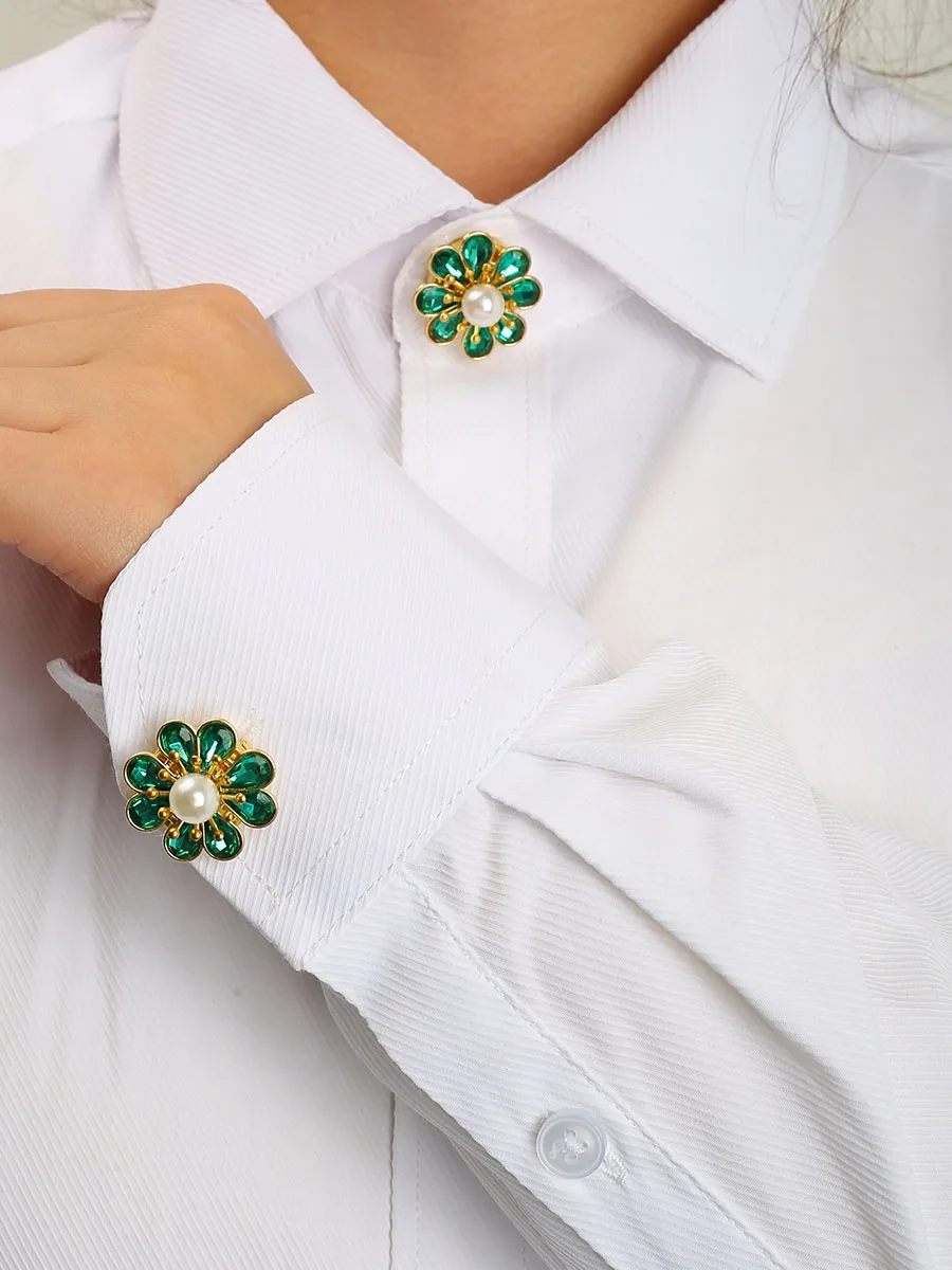 

2pcs Button Covers for Shirt Decorative Cufflinks No Sewing Button Clips Rhinestone Cuff-link DIY Copper Cufflinks Festival Gift