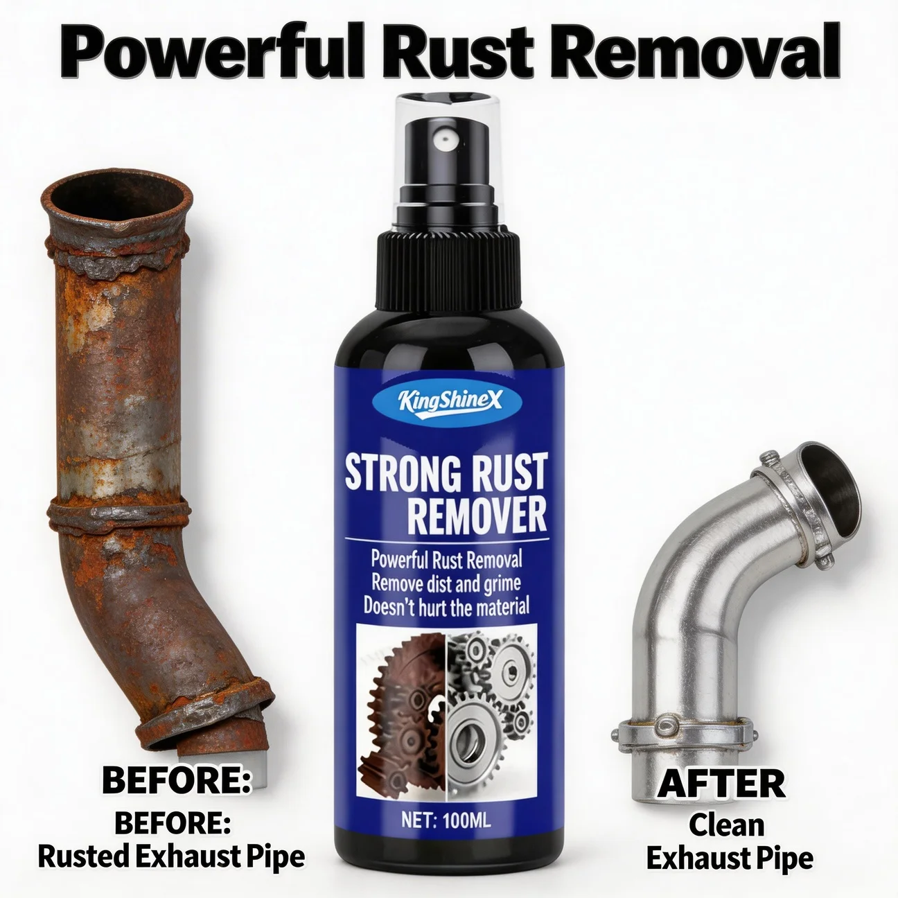 Leistungsstarkes Auto-Rostentferner-Spray: Schnelle Reinigung von Auspuffrosten, Felgenpflege, Metall- und Eisenpulver-Fleckenentferner
