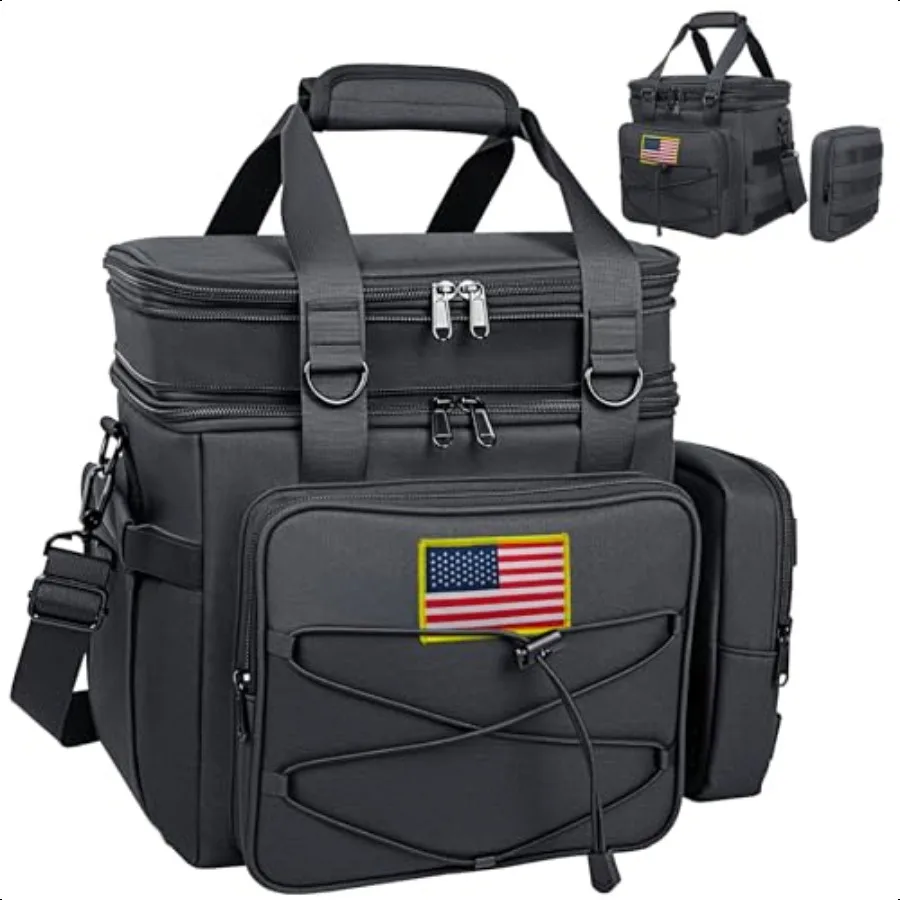 

Tactical Lunch Box for Men 20L Expandable Double Insulated Cooler Bag with Detachable Molle Pouches Modern Tote for Adults Wate