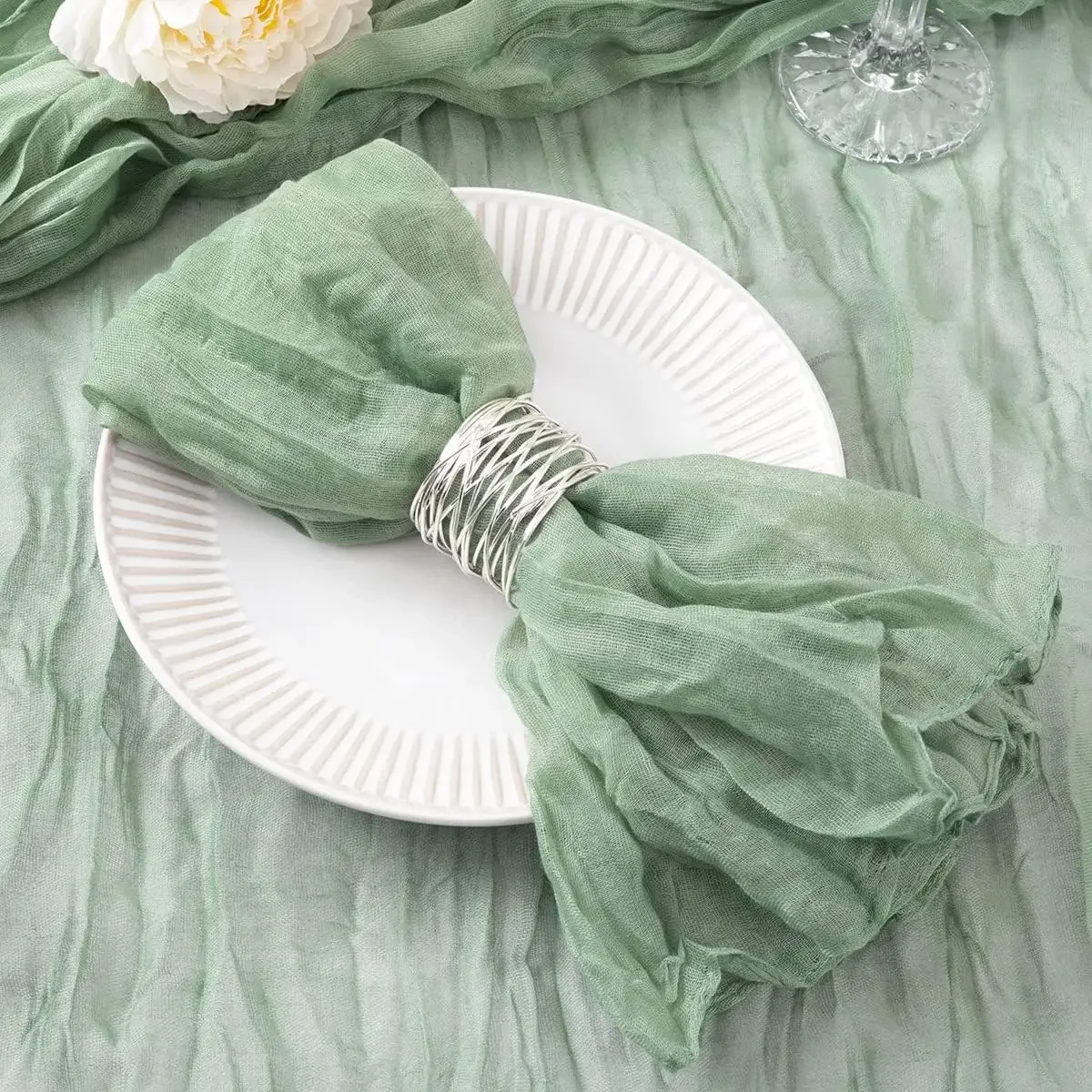 6/12pcs Gauze Cheesecloth Napkins Wrinkled Dinner Napkins Soft Cotton Table Decorative Cloth for Weddings Parties Everyday Use