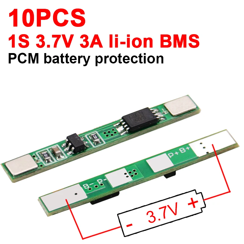 10PCS 1S 3.7V 3A Li-ion BMS PCM battery for 18650 lithium ion li battery protection board pcm