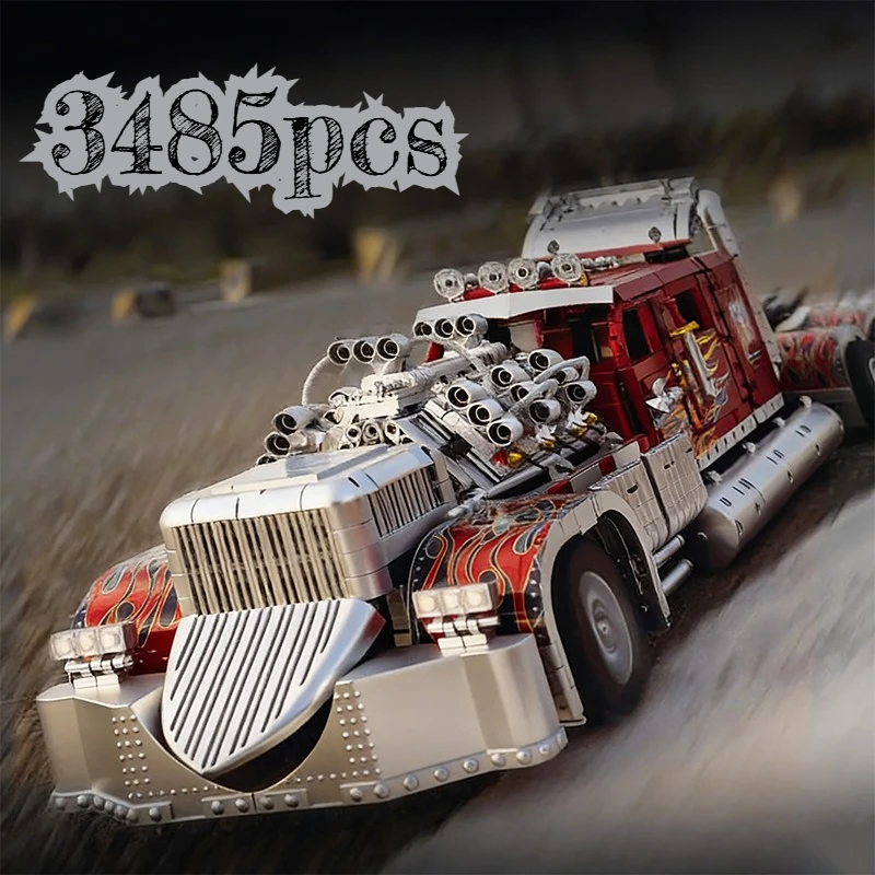 

3485pcs Red Heavy Trucks Building Blocks Set Christmas Gifts Christmas Birthday Present Highly Difficult Home Decor
