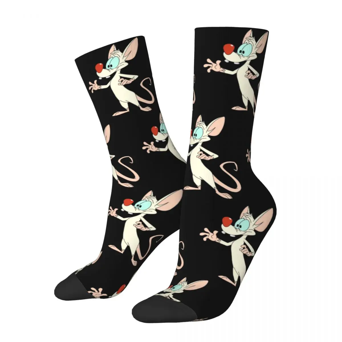 Women Pinky And The Brain Socks Cotton Funny Happy Cute Mouse Socks Harajuku Stuff Middle TubeStockings Birthday Present