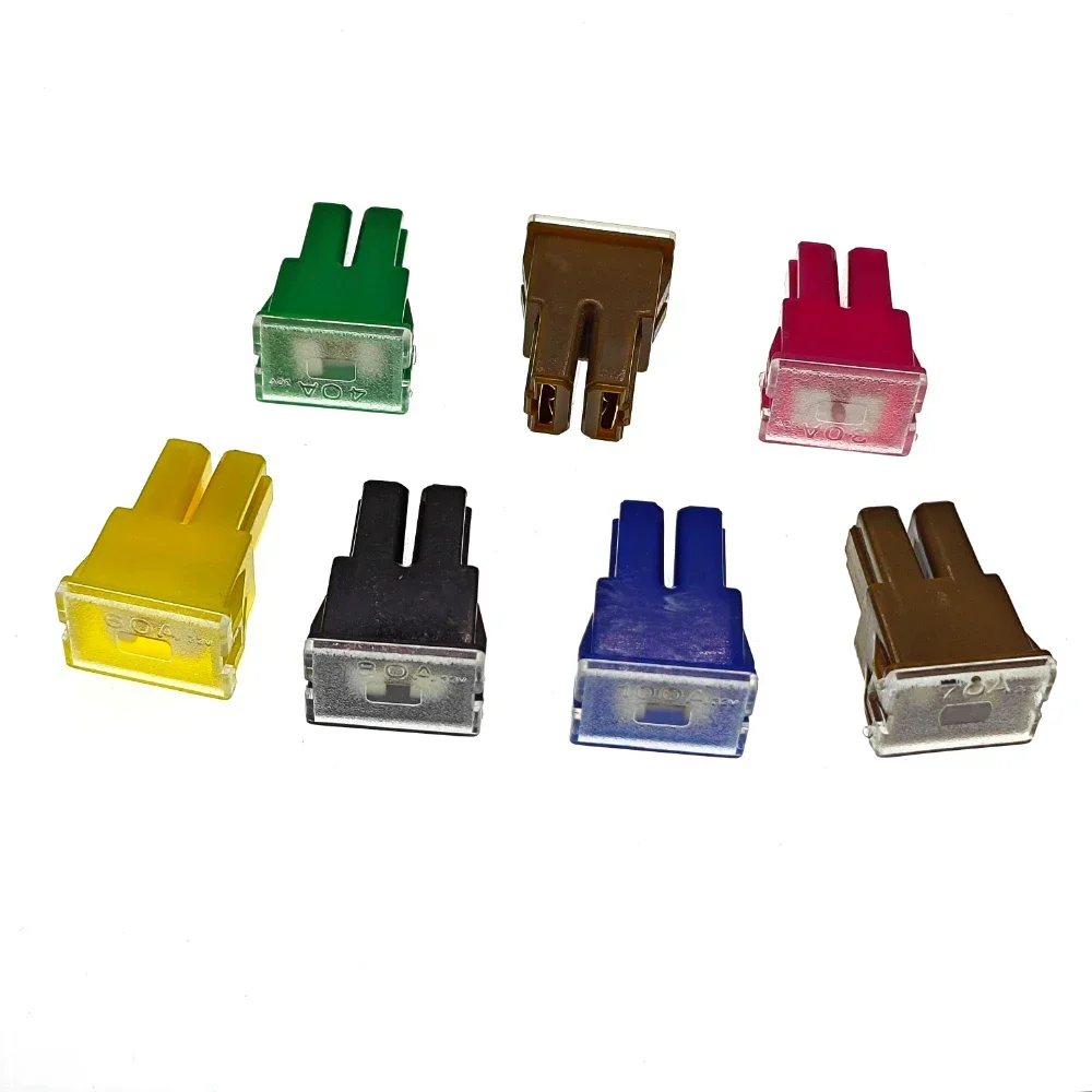 100PCS Automotive Car Truck Van Square Fuse 32V DC Long Foot Female Fuse 20A 30A 40A 50A 60A 70A 80A 90A 100A 120A
