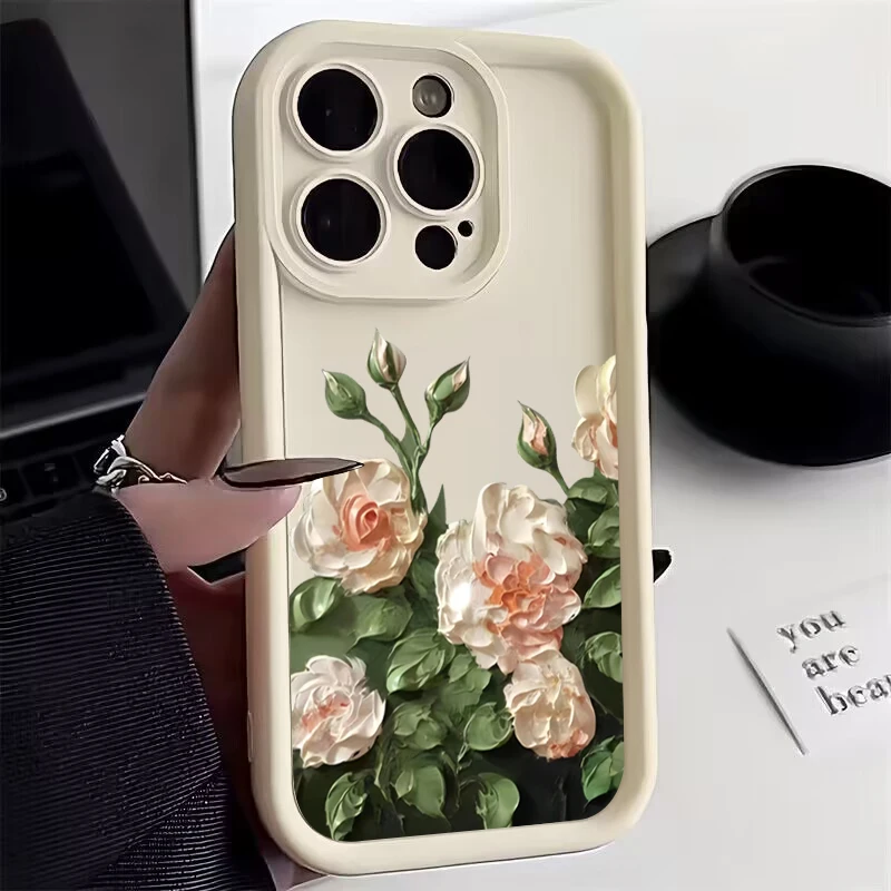 For Xiaomi 13 13T 14 Pro 12T 12 Mi 13 11 Lite 5G Cases Oil Painting Rose Flower Silicone Cover For Poco M6 X6 F5 X5 X3 Pro Case