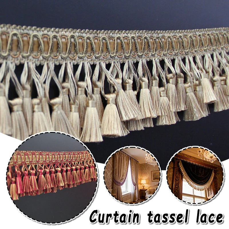1m Decorative Curtain Fringe Lace Double Tassel Pendant Trim Edge Banding for Curtains Sofa Pillow DIY Sewing Home Decoration