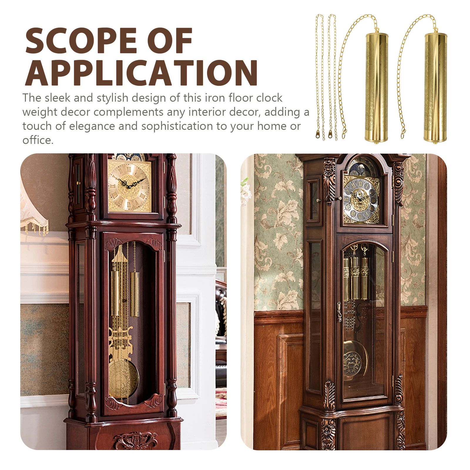 

Floor Clock Weight Replacement Part Chain for Digital Wall Clock Decorative Iron Mechanism Supply Home Office Decor Golden