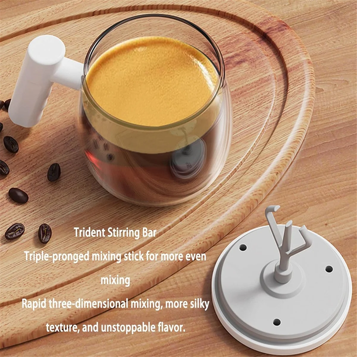 Taza de café con agitación automática, taza de café de viaje con agitación automática de vidrio, taza mezcladora con carga USB de 400ML para mezclar café y leche