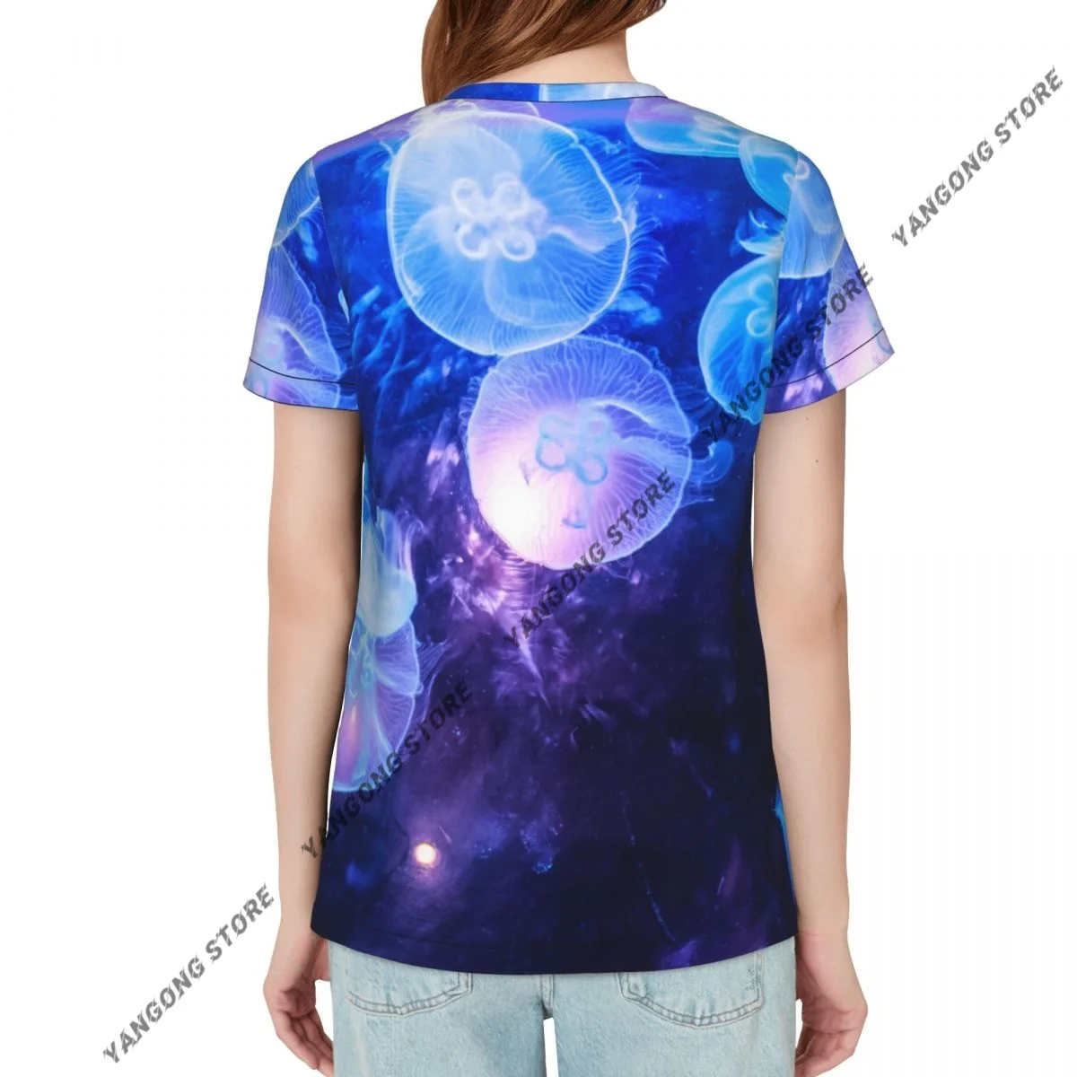Women's T-shirt ladies casual Jellyfishes Swimming In Aquarium female T-shirt short-sleeved T-shirt summer thin tops
