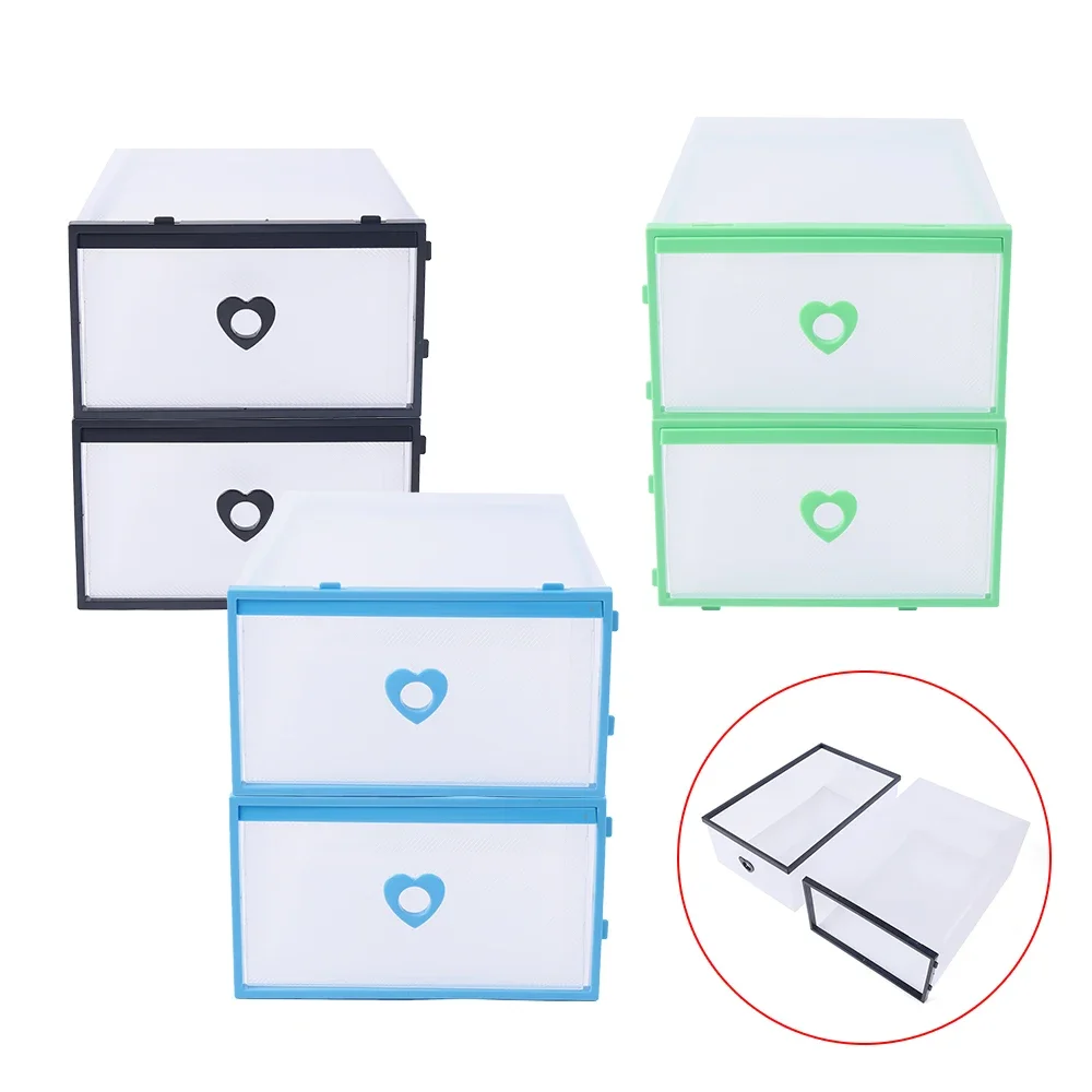 Plastic Stackable Foldable 20 Shoe Box Drawers Clear Drawer Storage Organizer Wardrobe Case