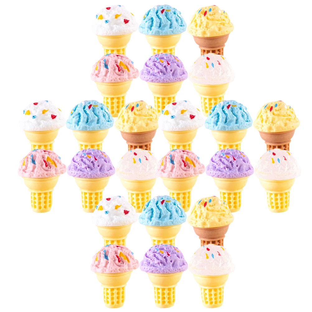 

24pcs Mini Ice Cream Cone Food Props Simulation Toy House Accessories Miniature Scene Layout Mini Dessert Ornament Kitchen