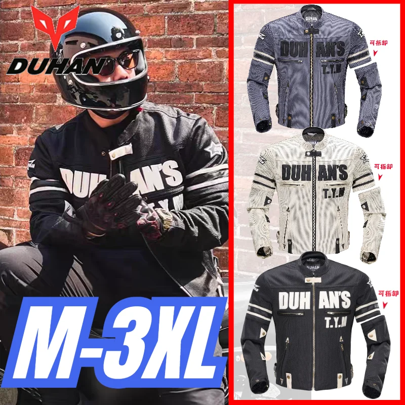 

Mesh Motorcycle Jacket Man DUHAN long and short sleeves Moto CE Protector Coat Motocross Clothes Motorcyclist Jacket
