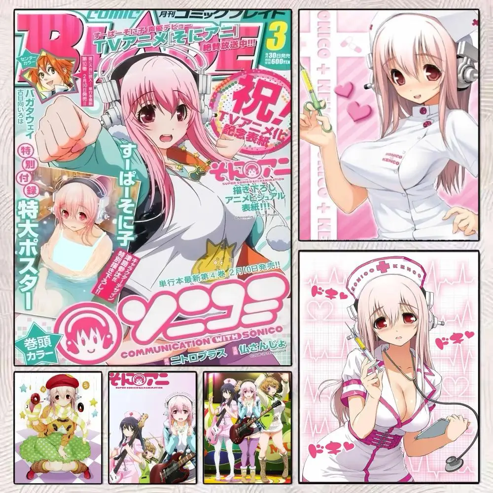 Anime Character S-Super Sonico Poster Modern Minimalist Wall Art Prints Poster Home Decor Interior Bedroom Living Room