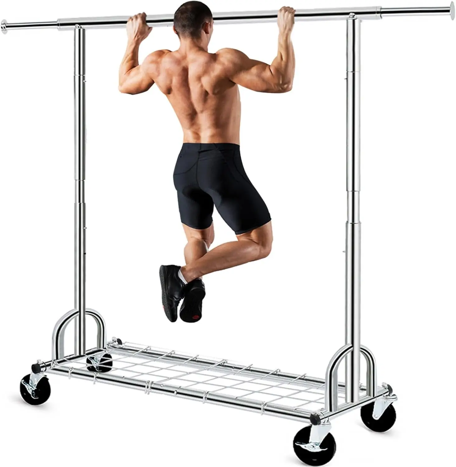Clothing Garment Rack Capacity 525LBS Collapsible Clothes Rack
