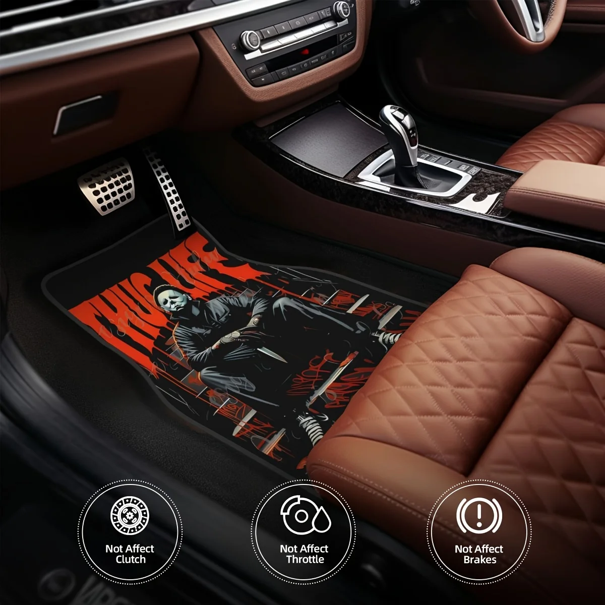 Ensemble de 4 tapis de sol universels Thug Life Design pour véhicules, accessoires d'intérieur imperméables et faciles à nettoyer, cadeau pour petit ami