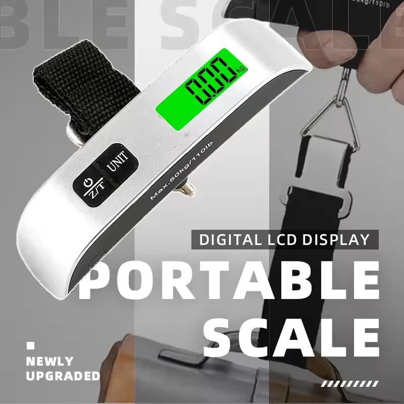 Elektronische Reisewaage für Koffer zum Aufhängen |   Tragbare digitale LCD-Gepäckwaage 110 lb 50 kg für Gepäcktaschenwaage 1 Stück
