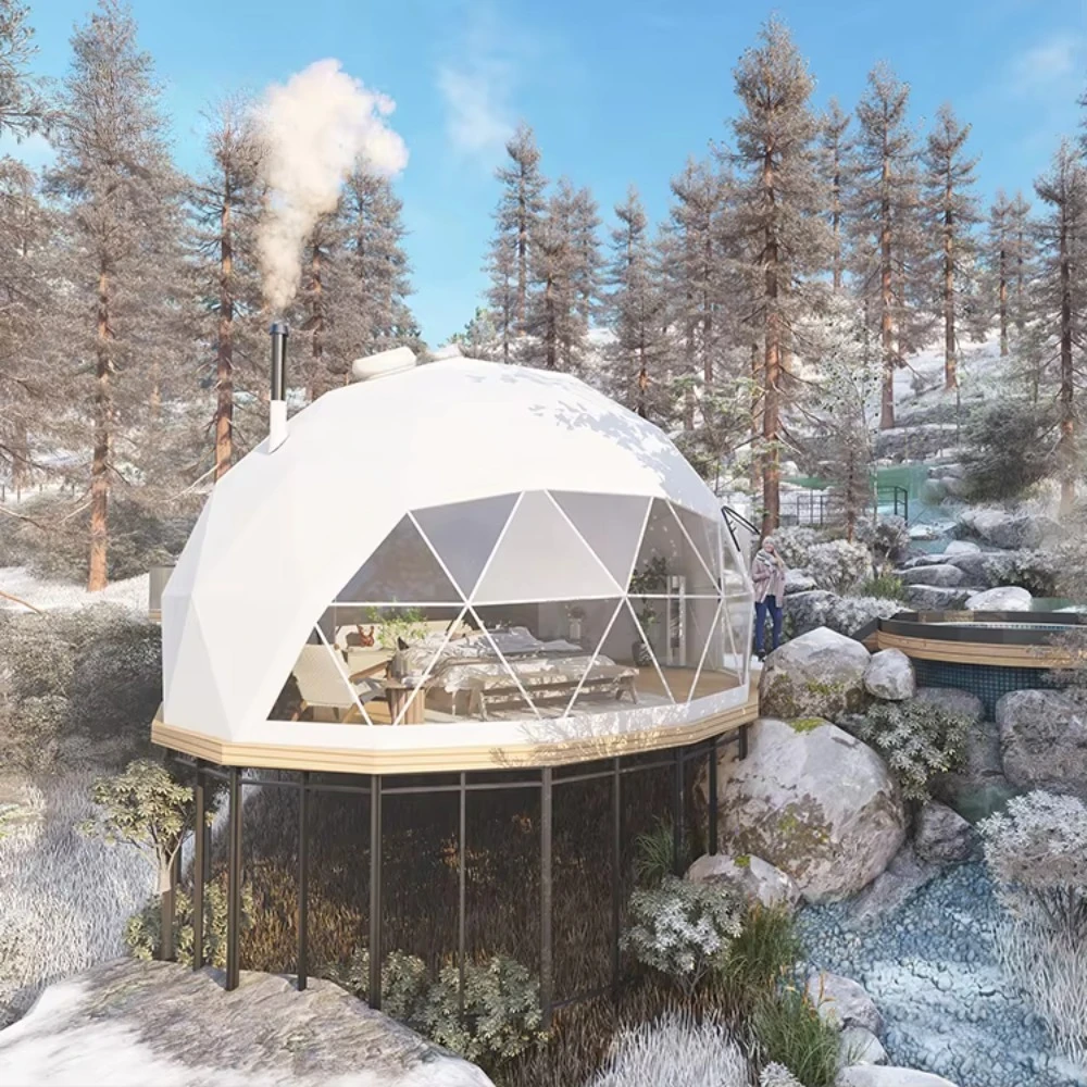 Commercial Luxury Geodesic Dome Event Tent, Waterproof Outdoor Glamping Hotel House for Resort Safari Accommodation