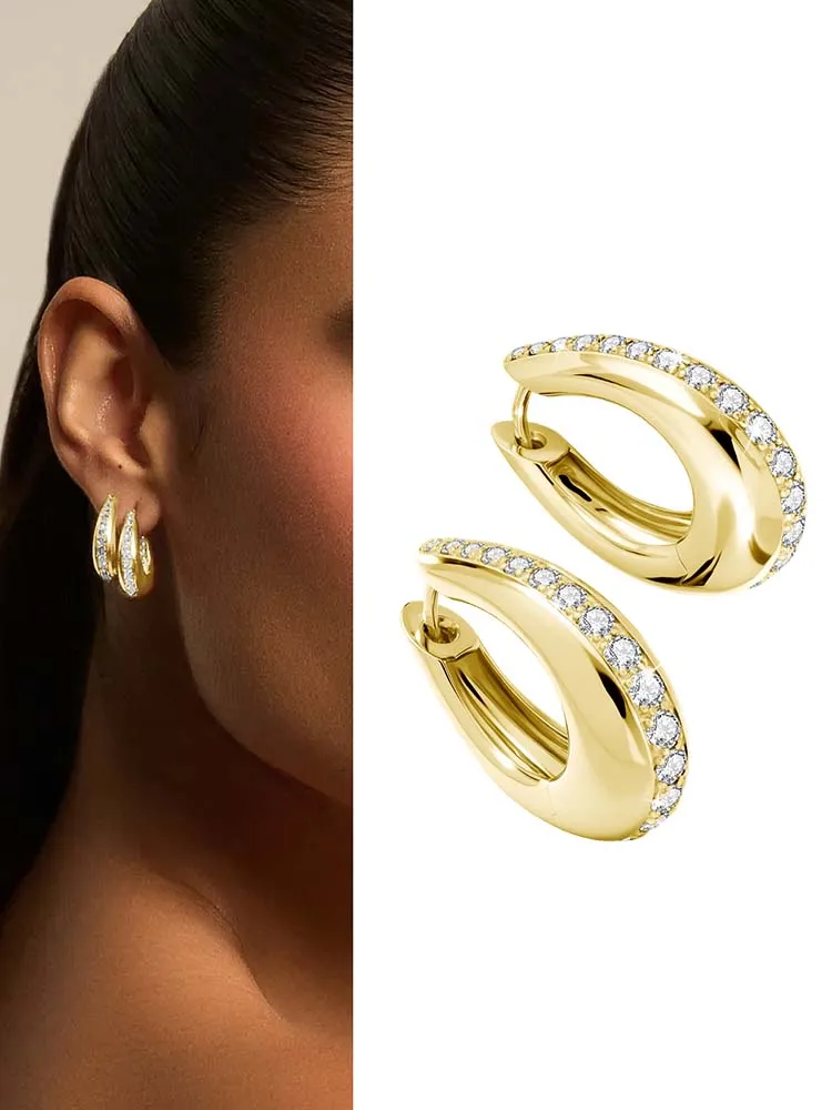 

Роскошные серьги-кольца U-образной формы с муассанитом из 14-каратного золота 1/20, тестер с бриллиантами, повседневные ювелирные изделия для помолвки, подарок для женщин