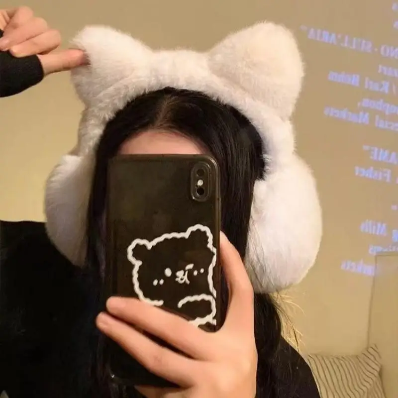1pcs Cat Ears Soft Plush Ear Warmer Winter Warm Earmuffs Fashion Ear Cover Outdoor Cold Protection Ear-Muffs Folding Earflap
