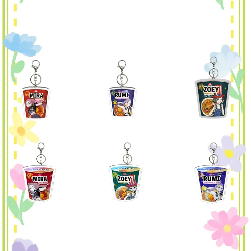 

DIY Kpop Demon Hunters Huntrix Saja Boys акриловый брелок кулон Маркус Зои Рамен Мира аниме периферийные устройства праздничный подарок