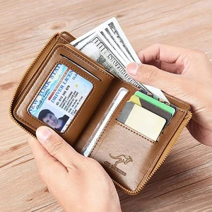 RFID protective leather wallet for men, business card support, zipper bag, luxury wallets, ZMT 12 Main Sales Door Card Luxury - №5