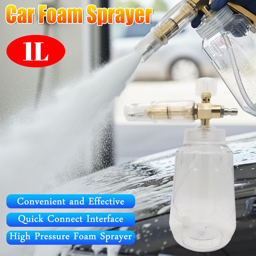 

Foam Cannon for Pressure Washer Adjustable Car Wash Sprayer with Quick Connector 1L Snow Foam Blaster for Car & Truck Washing