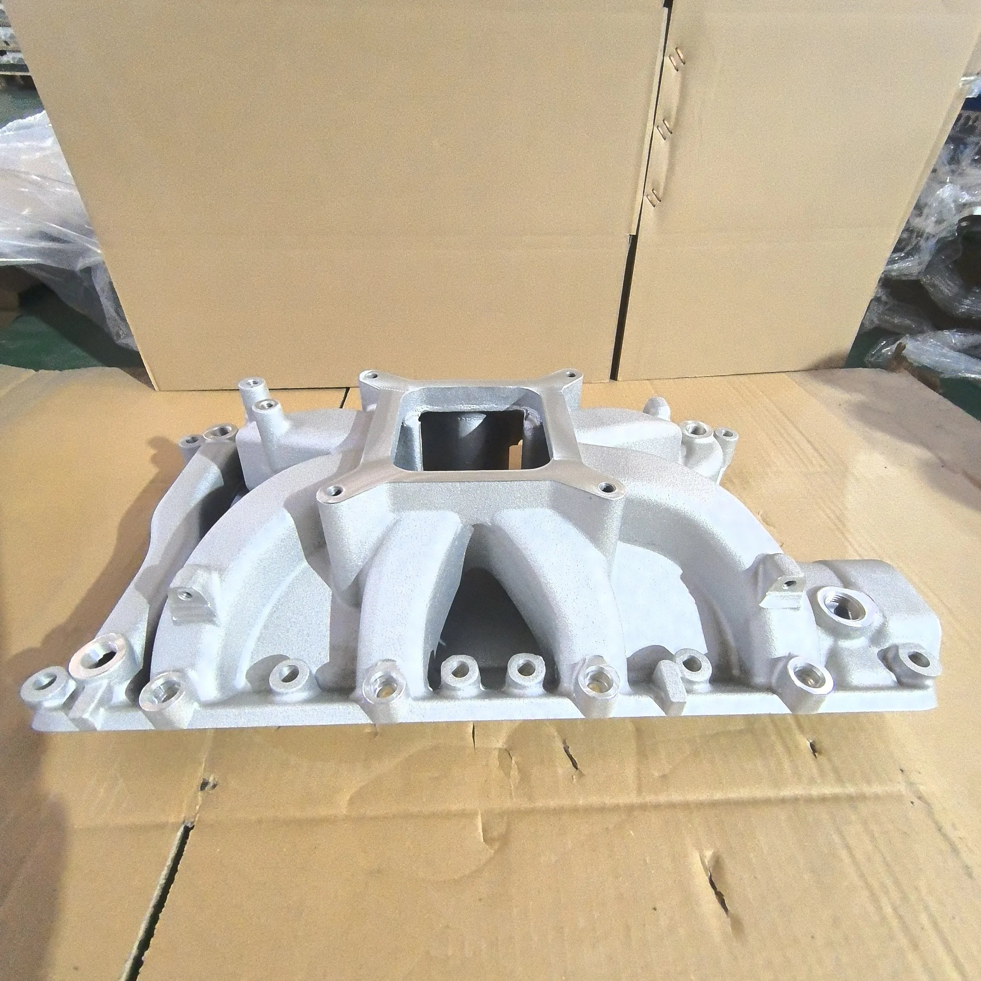 Muscle Car Aluminum Satin SBF  EFI 351W Hurricane High Rise Intake Manifold  with Fuel Rail Kits！