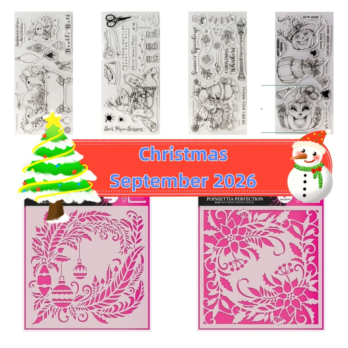Christmas September 2026 New Sock Bauble Bath Mouse Clear Stamps Stencil For DIY Greeting Card Scrapbook Craft Decoration