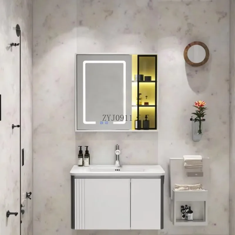 أثاث الحمام الغرور بالوعة واحدة ومزدوجة مرآة حمام الفندق حوض غسيل غرفة النوم