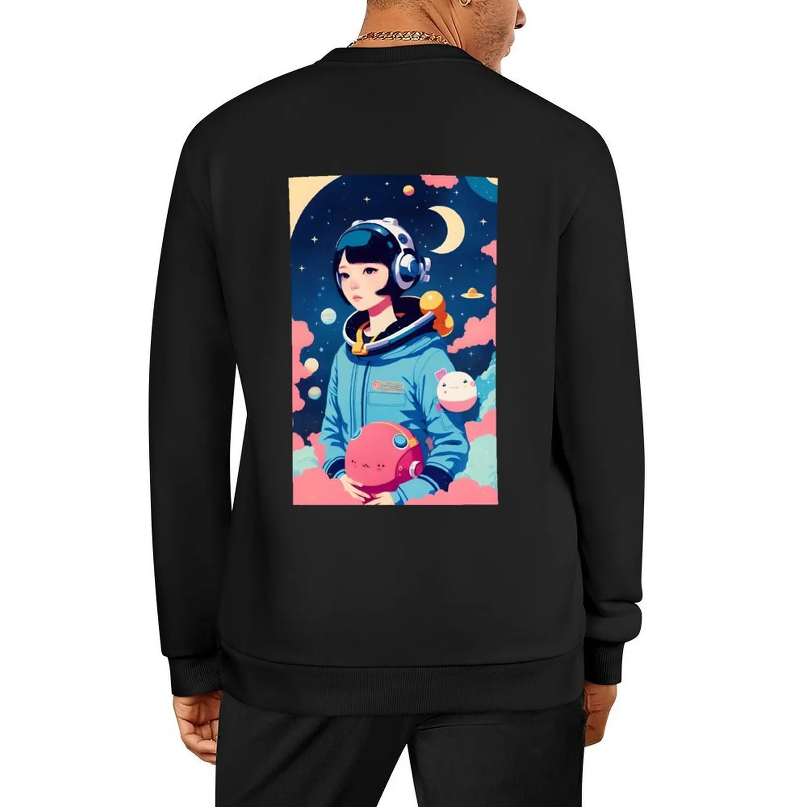 

Astro-Girl / Futuristic Space Portrait Pullover clothes for men anime clothing anime sweatshirt