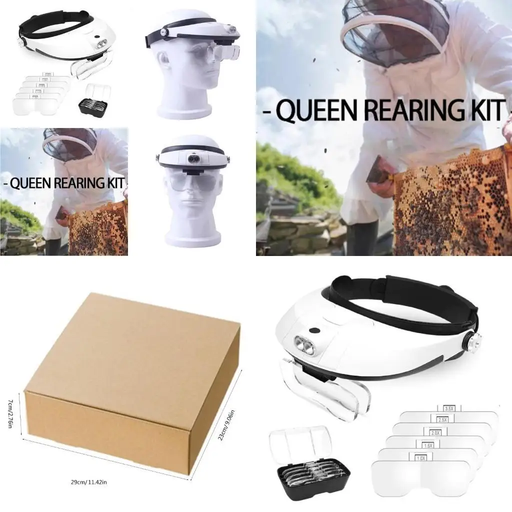 E8BD Durable ABS Materials Head Mounted Glass with LED for Entomology Professional and Researcher