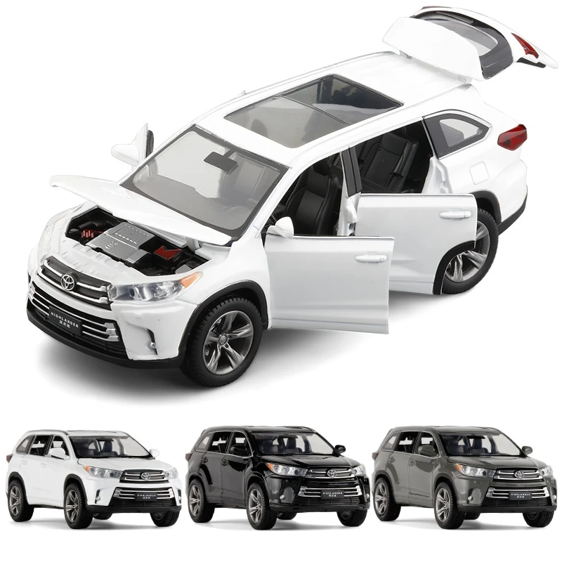 

1/32 Toyota Highlander SUV Sport Toy Car Diecast Metal Alloy Miniature JKM Sound & Light Collection Model Gift for Boy Children