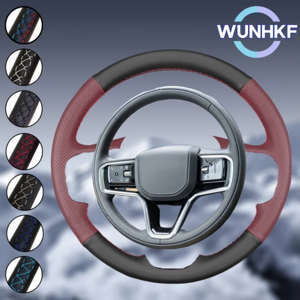 

Изготовленный на заказ черный автомобильный плетеный чехол на руль для Land Rover Defender Discovery 3-5 Freelander 2, обертка на руль из натуральной кожи