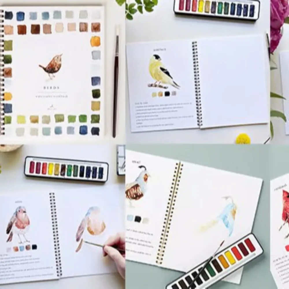 

Рабочая тетрадь с акварелью для акварельной живописи. Практика нанесения цветов. Художественное создание и упражнения для смешивания пигментов.