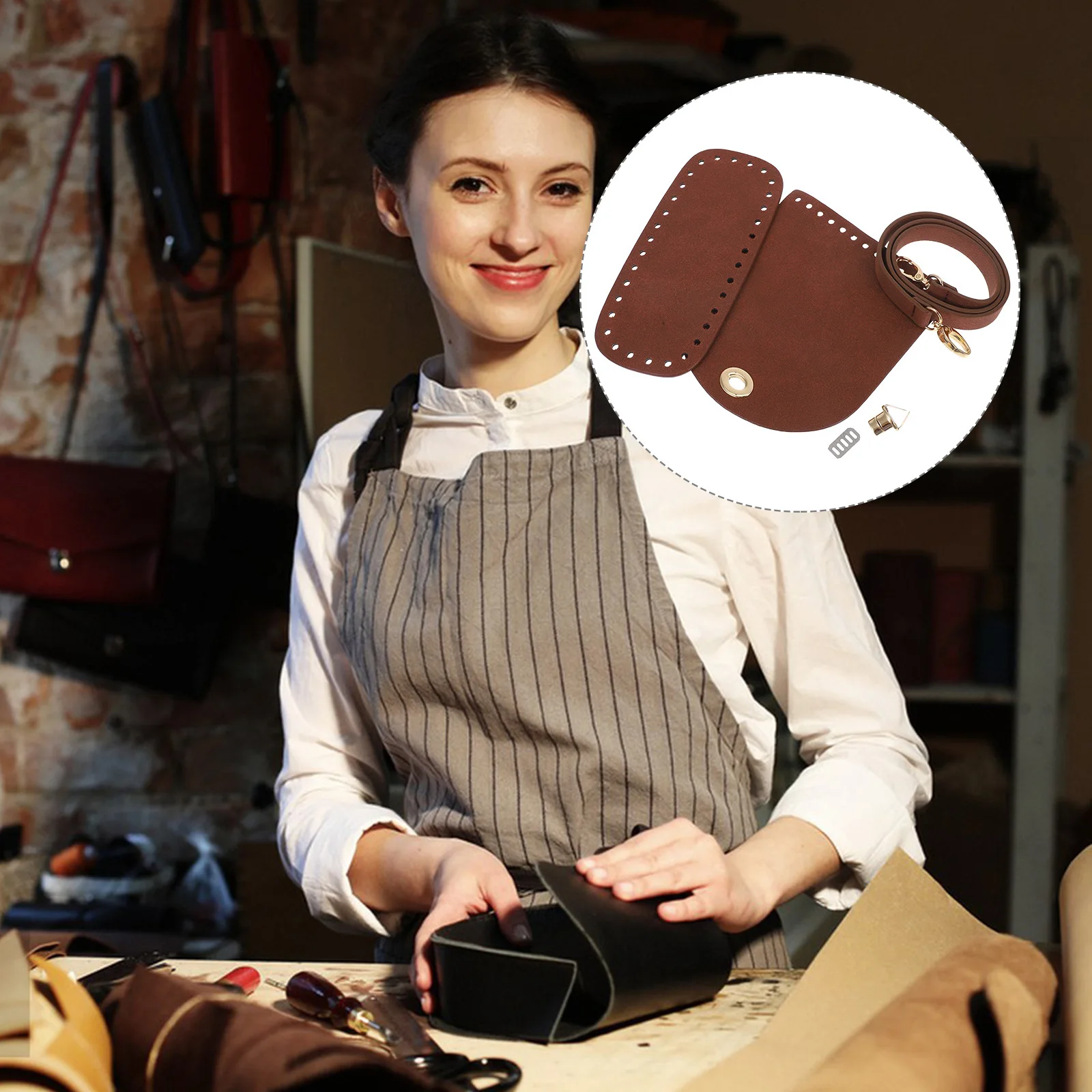 

DIY Crossbody Bag Making Kit PU Shoulders Bag Sewing Set Handmade Satchel Purse Craft Kit for Women Handicrafts