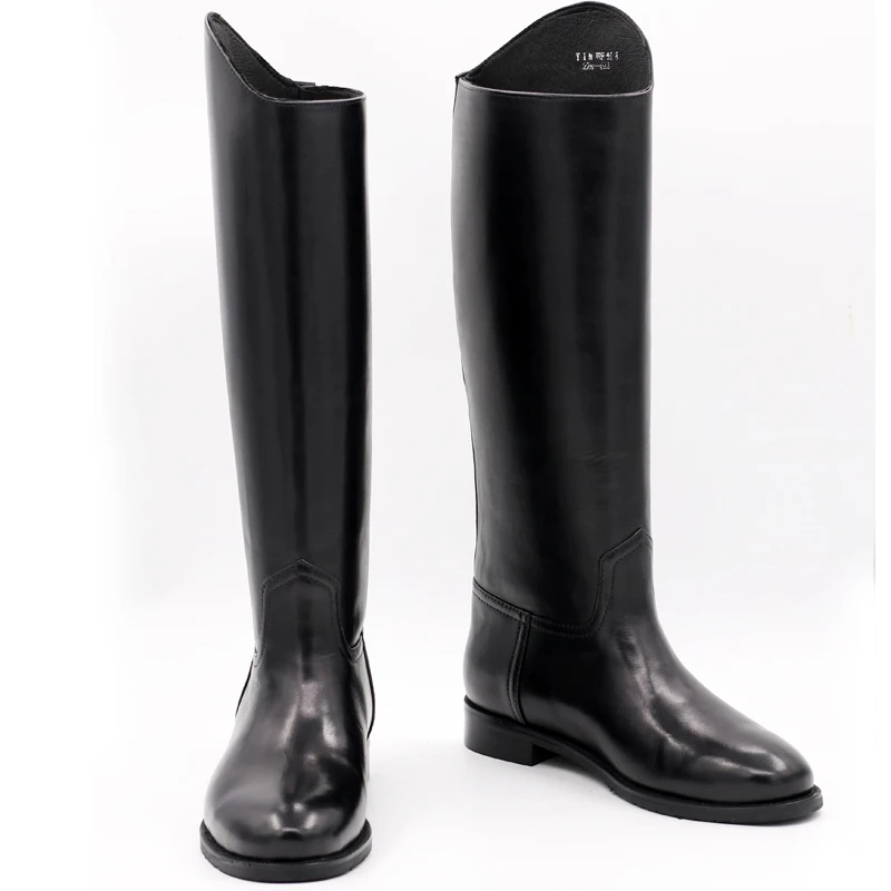 New Arrival Black Long Knee Boots Men Round Toe Buckle High Top Casual  leather Shoes Man Motorcycle Boots Size 37-49