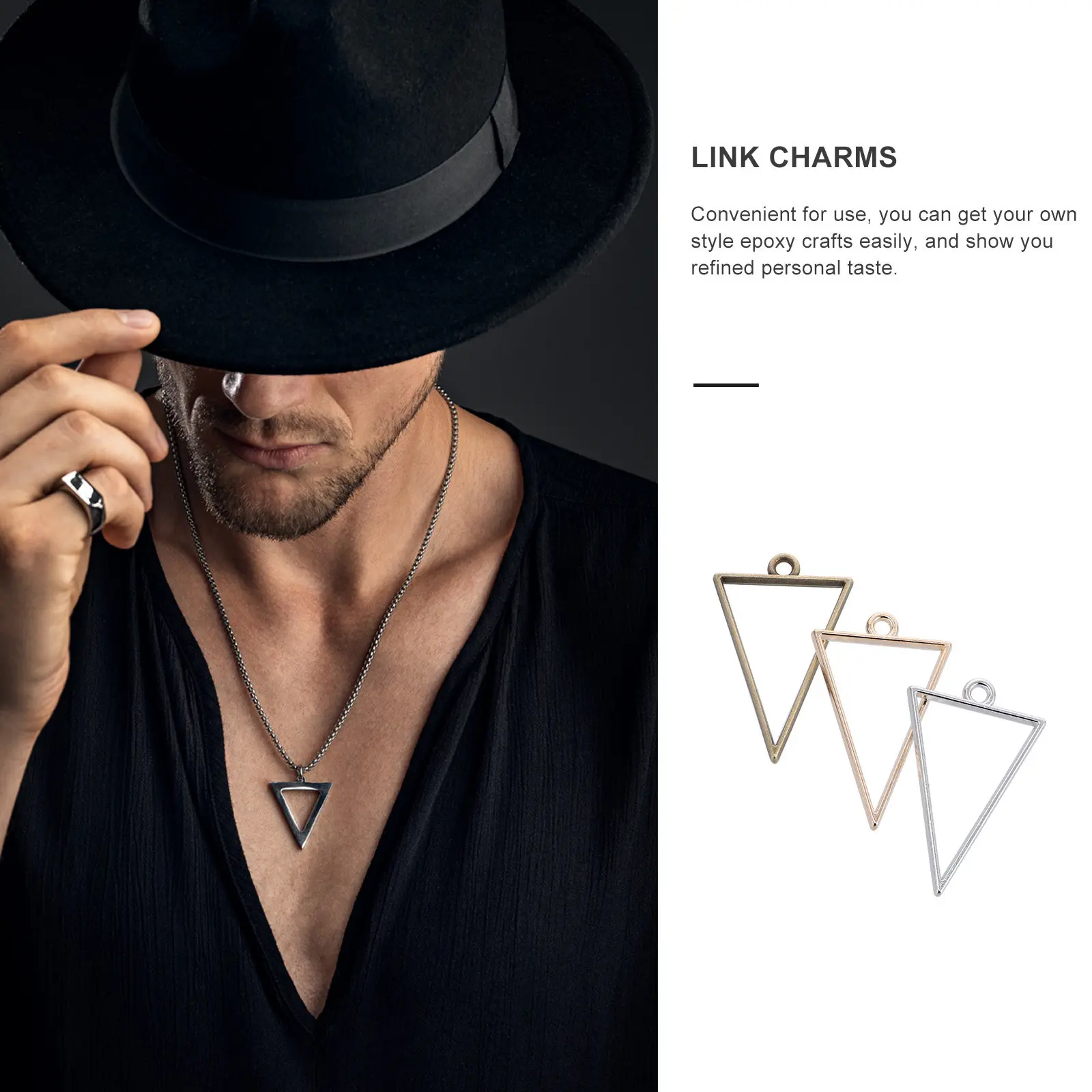 

30Pcs Alloy Pendant Bezel Triangle Frame for Resin Jewelry Making DIY Epoxy Pendant Bezels Link Charms