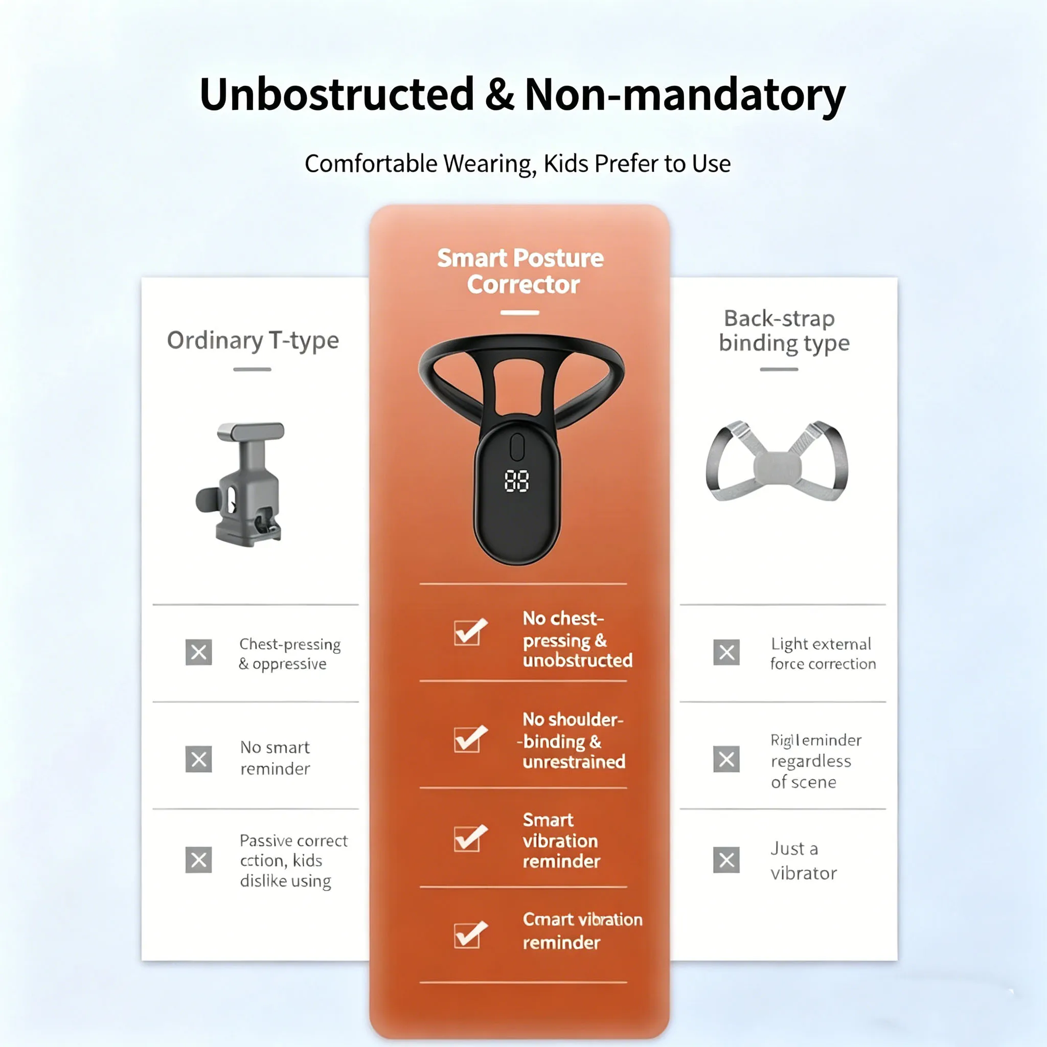 Ergonomic Wearable Smart Neck Back Hump Corrector Realtime Posture Training Micro Vibration Reminder For Adults And Kids gallery 3